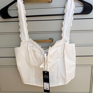 Fashion Nova White Lace Trim Crop Top